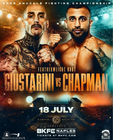 Locandina ufficiale BKFC Naples: Giustarini vs Chapman, 18 luglio 2026, Arena Flegrea